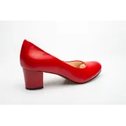 Czółenka na niskim słupku czerwone skórzane PRODUKT POLSKI