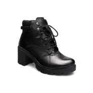 Botki damskie na grubym obcasie sznurowane