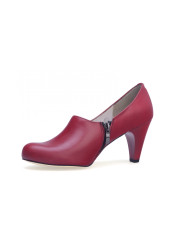 Czółenka na słupku skórzane czerwone Polski Produkt