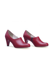 Czółenka na słupku skórzane czerwone Polski Produkt