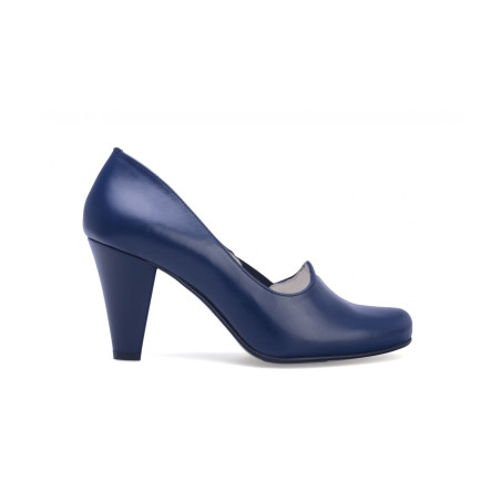 Granatowe czółenka szpilki skóra naturalna