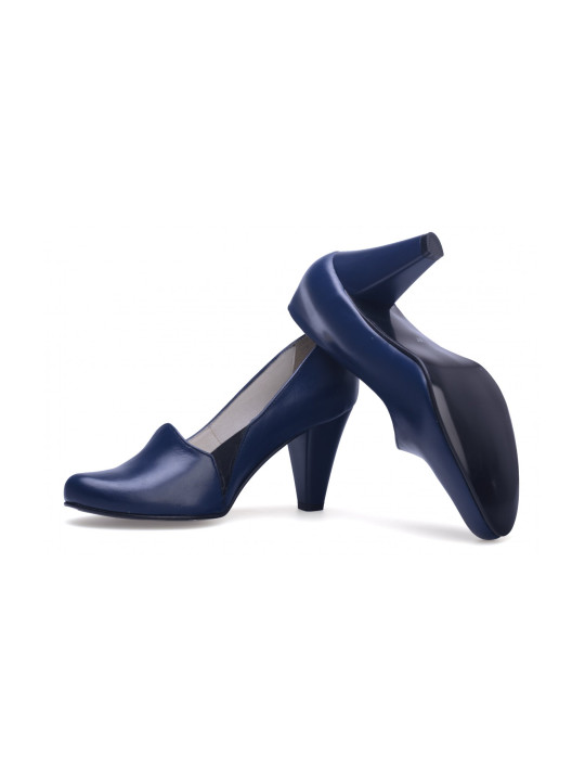 Granatowe czółenka szpilki skóra naturalna