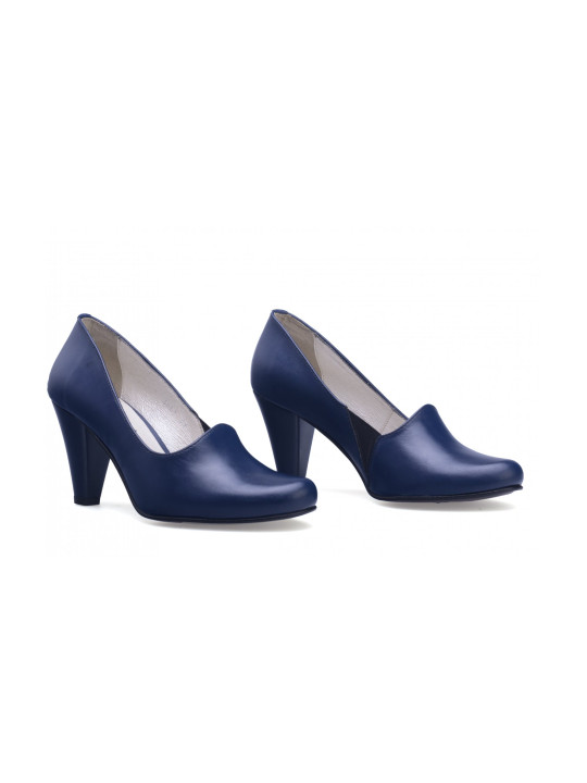Granatowe czółenka szpilki skóra naturalna