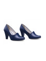 Granatowe czółenka szpilki skóra naturalna