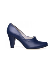Granatowe czółenka szpilki skóra naturalna