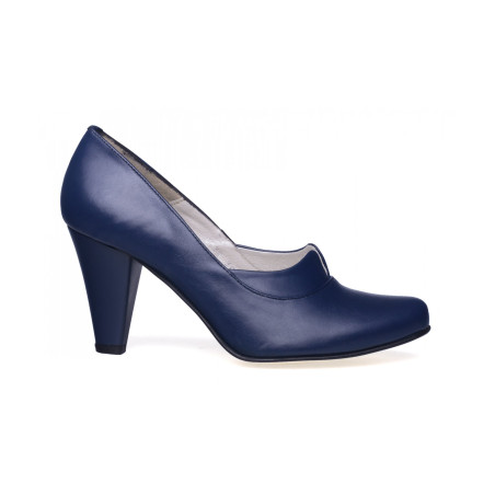 Granatowe czółenka szpilki skóra naturalna