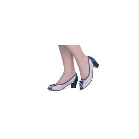 Buty damskie czółenka peep toe skóra