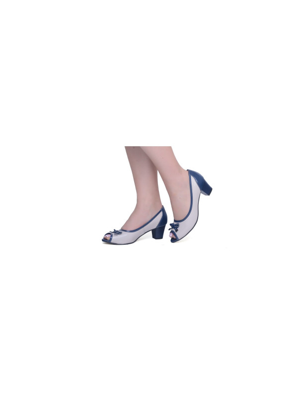 Buty damskie czółenka peep toe skóra