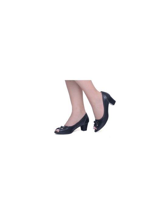 Buty damskie czółenka peep toe skóra