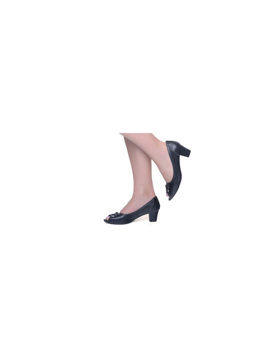 Buty damskie czółenka peep toe skóra