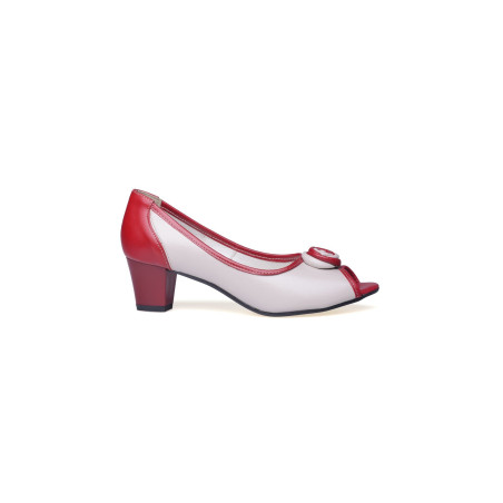 Buty damskie czółenka peep toe skóra