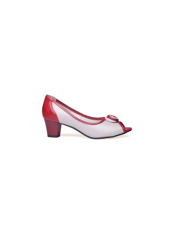 Buty damskie czółenka peep toe skóra