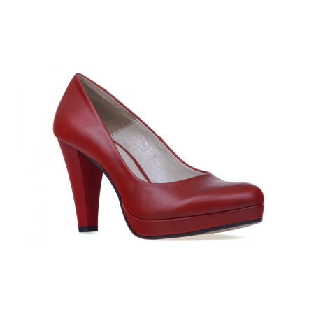 Czółenka na platformie skórzane obcas słupek czarne Polski Produkt