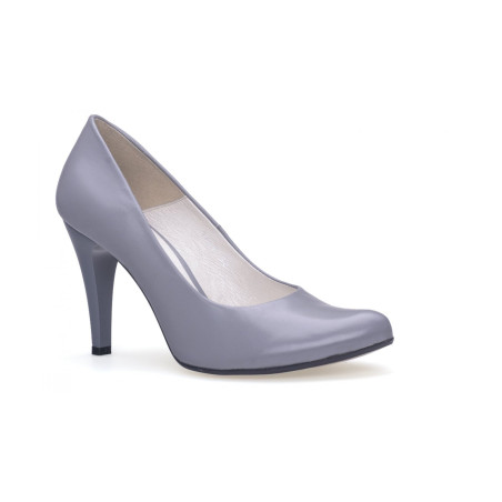 Szpilki damskie skórzane obcas szpilka szare Produkt Polski