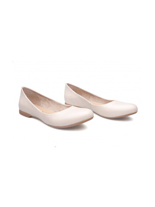 Baleriny damskie skórzane Polski Producent ecru