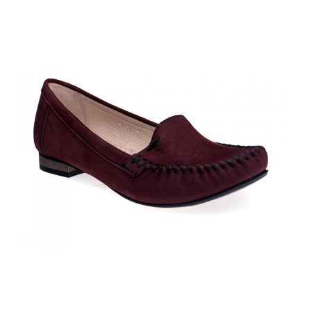 Mokasyny damskie skórzane półbuty Polski Producent Bordowe