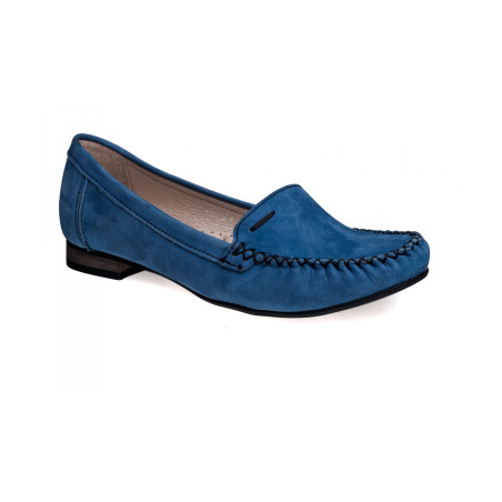 Mokasyny damskie skórzane półbuty Polski Producent Niebieskie
