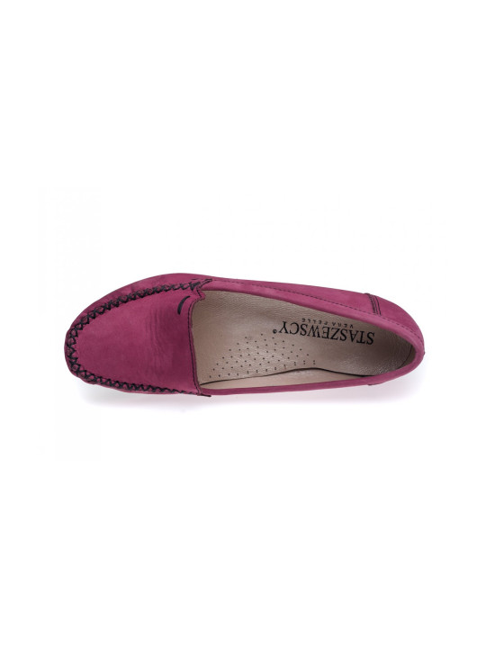 Mokasyny damskie skórzane półbuty Polski Producent Różowe