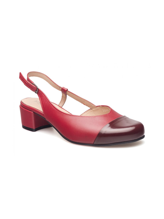 Sandały z zakrytymi palcami skórzane odkryta pięta PRODUKT POLSKI 3668 czerwony