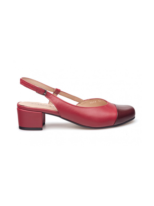 Sandały z zakrytymi palcami skórzane odkryta pięta PRODUKT POLSKI 3668 czerwony