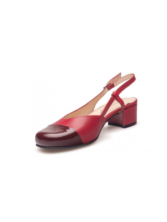 Sandały z zakrytymi palcami skórzane odkryta pięta PRODUKT POLSKI 3668 czerwony