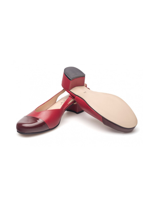 Sandały z zakrytymi palcami skórzane odkryta pięta PRODUKT POLSKI 3668 czerwony