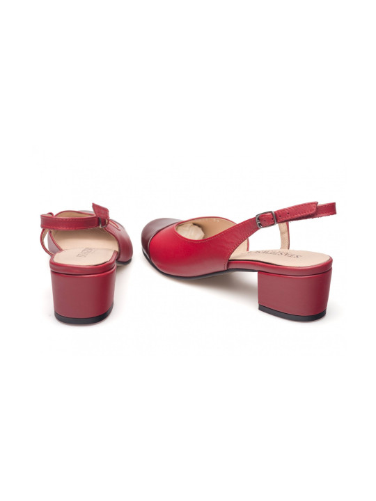 Sandały z zakrytymi palcami skórzane odkryta pięta PRODUKT POLSKI 3668 czerwony